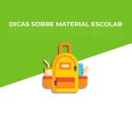 imagem em verde e branco com os dizeres "dicas sobre material escolar"