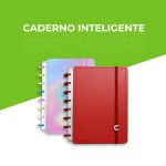 imagem em verde e branco com dois cadernos inteligentes ao centro