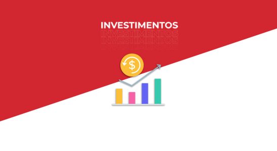 imagem em vermelho e branco com os dizeres "investimentos"